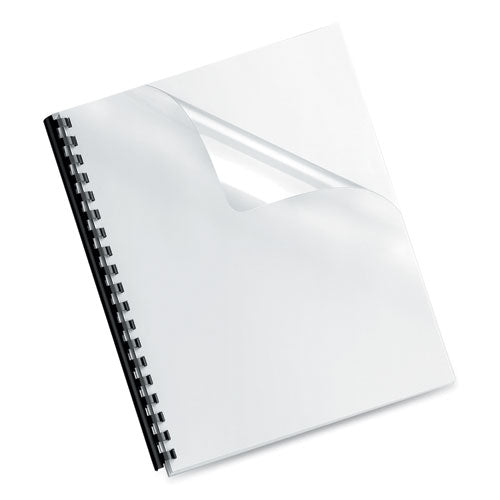 Image of Fellowes® 52089 Crystals Transparent Presentation Covers for Binding Systems, Plastic, Square Corners, 11 x 8.5, Gloss Clear, 100/Pack