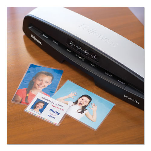 Image of Fellowes® 52015 Laminating Pouches, 5 Mil, 3.88" X 2.63", Gloss Clear, 100/pack