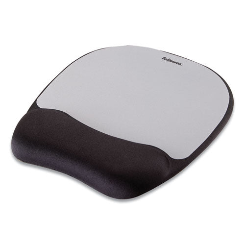 Image of Fellowes® 9175801 Memory Foam Mouse Pad with Wrist Rest, 7.93 x 9.25, Black/Silver