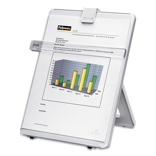 Image of Fellowes® 21103 Non-Magnetic Desktop Copyholder, Holds Up to 125 Letter Size Sheets, Plastic, Platinum