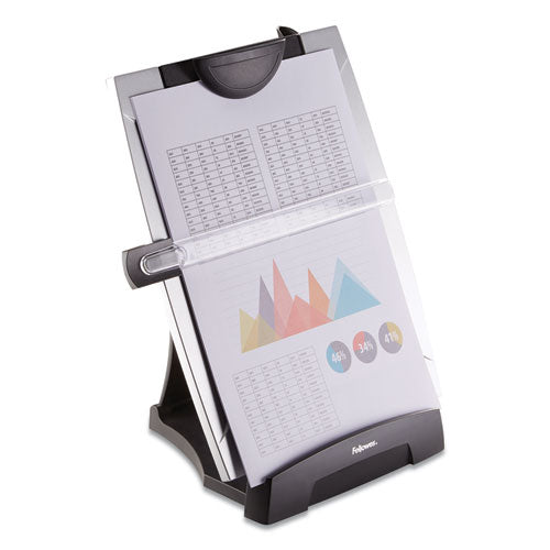 Image of Fellowes® 8033201 Office Suites Desktop Copyholder with Memo Board, Holds Up to 150 Legal Size Sheets, Plastic, Black/Silver