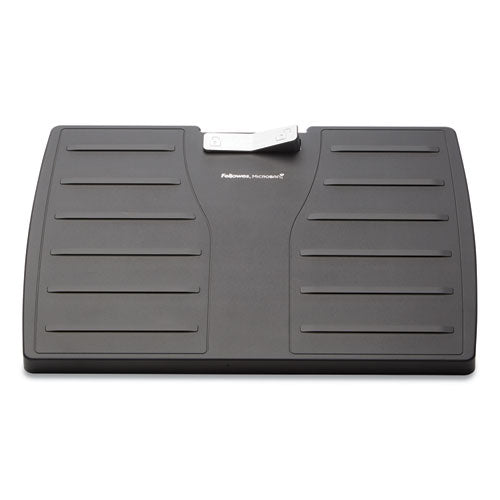 Image of FellowesÂ® Adjustable Locking Footrest with Microban, 17.5w x 13.13d x 4.13 to 5.63h, Black/Silver