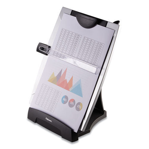 Image of Fellowes® 8033201 Office Suites Desktop Copyholder with Memo Board, Holds Up to 150 Legal Size Sheets, Plastic, Black/Silver