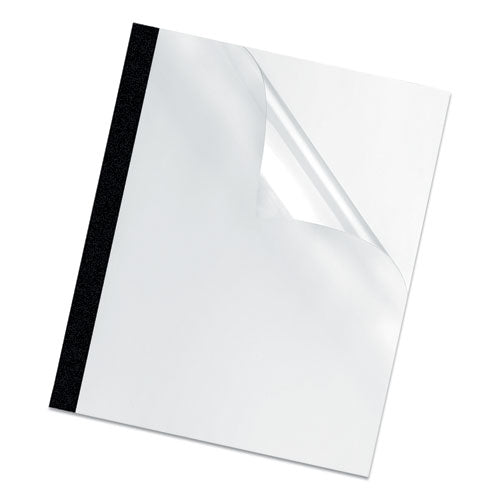 Image of Fellowes® 5222701 Thermal Binding System Presentation Covers, 30-Sheet Capacity, Plastic, Square Corners, 11 x 8.5, Clear/Matte Black, 10/Pack