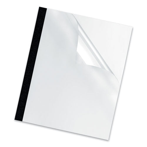 Image of Fellowes® 5225301 Thermal Binding System Presentation Covers, 15-Sheet Capacity, Plastic, Square Corners, 11 x 8.5, Clear/Matte Black, 10/Pack