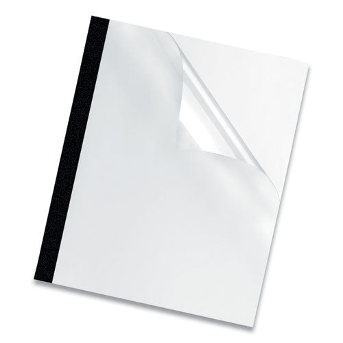 Image of Fellowes® 5222801 Thermal Binding System Presentation Covers, 60-Sheet Capacity, Plastic, Square Corners, 11 x 8.5, Clear/Matte Black, 10/Pack