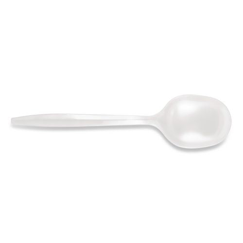 Image of Berkley Square BEPBS4000 Mediumweight Polypropylene Cutlery, Soup Spoon, Plastic, White, 1,000/Carton