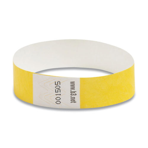 Image of SICURIX® 85070 Security Wristbands, Sequentially Numbered, 10" x 0.75", Yellow, 100/Pack