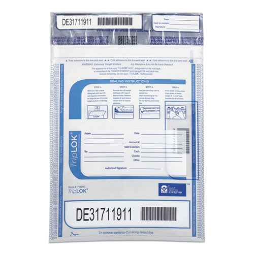 Image of Control Papers 585028 TripLOK Series A Tamper-Evident Bags, Plastic, 9" x 12", Clear, 100/Pack