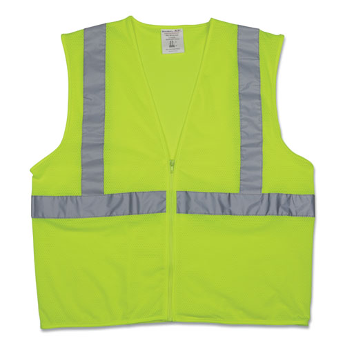 Image of PIP 302-MVGZLY-XL Zipper Safety Vest, X-Large, Hi-Viz Lime Yellow