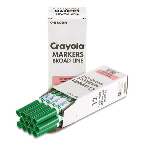 Image of Crayola® 58-7800-044 Broad Line Washable Markers, Broad Bullet Tip, Green, 12/box