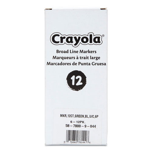 Image of Crayola® 58-7800-044 Broad Line Washable Markers, Broad Bullet Tip, Green, 12/box