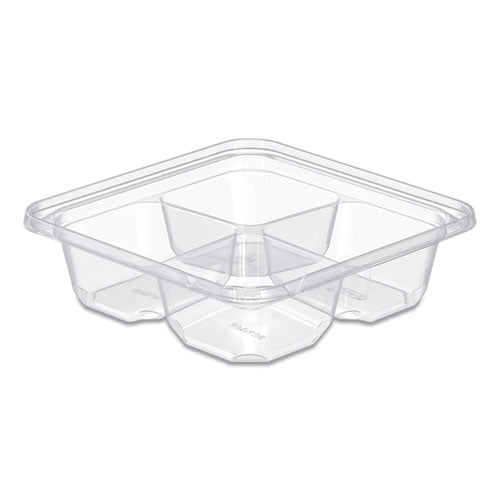 Image of DartÂ® TamperGuard Snack Boxes, 4 Compartments, 6.3 x 6.3 x 1.8, Clear, Plastic, 300/Carton