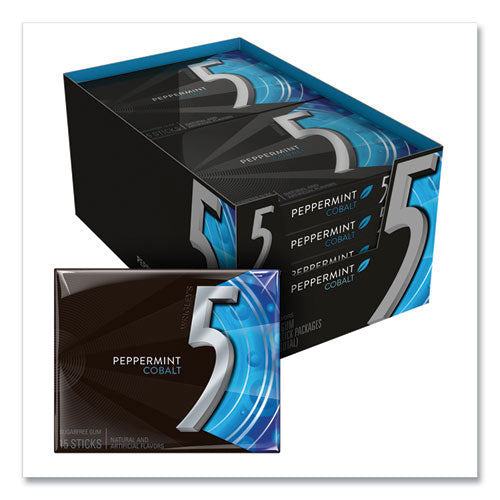Image of Wrigley's® WMW51220 5 Gum, Peppermint Cobalt, 15 Sticks/pack, 10 Packs/box