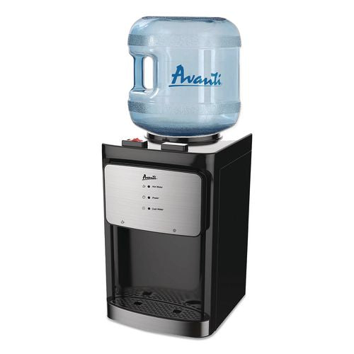 Image of Avanti WDT40Q3S-IS Counter Top Thermoelectric Hot and Cold Water Dispenser, 3 gal to 5 gal, 12 x 13 x 20, Black/Stainless Steel