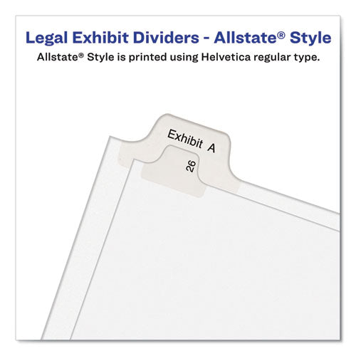 Image of AveryÂ® Preprinted Legal Exhibit Side Tab Index Dividers, Allstate Style, 10-Tab, 4, 11 X 8.5, White, 25/pack