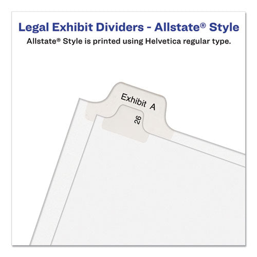 Image of Avery® 01700 Preprinted Legal Exhibit Side Tab Index Dividers, Allstate Style, 26-Tab, A To Z, 11 X 8.5, White, 1 Set, (1700)