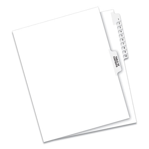 Image of Avery® 11381 Preprinted Legal Exhibit Side Tab Index Dividers, Avery Style, 11-Tab, 1 To 10, 11 X 8.5, White, 1 Set