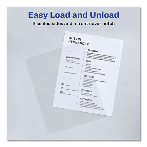 Image of Avery® 72311 Clear Plastic Sleeves, Letter Size, Clear, 12/pack