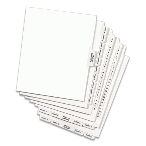 Image of Avery® 11381 Preprinted Legal Exhibit Side Tab Index Dividers, Avery Style, 11-Tab, 1 To 10, 11 X 8.5, White, 1 Set