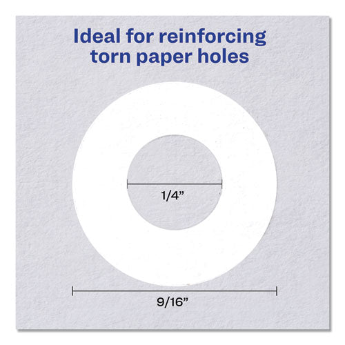 Image of Avery® 05720 Dispenser Pack Hole Reinforcements, 0.25" Dia, White, 1,000/Pack, (5720)
