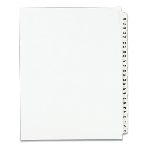 Image of Avery® 01332 Preprinted Legal Exhibit Side Tab Index Dividers, Avery Style, 25-Tab, 51 To 75, 11 X 8.5, White, 1 Set, (1332)