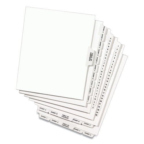 Image of Avery® 11916 Preprinted Legal Exhibit Side Tab Index Dividers, Avery Style, 10-Tab, 6, 11 X 8.5, White, 25/pack