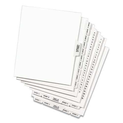 Image of Avery® 11374 Preprinted Legal Exhibit Side Tab Index Dividers, Avery Style, 27-Tab, A To Z, 11 X 8.5, White, 1 Set