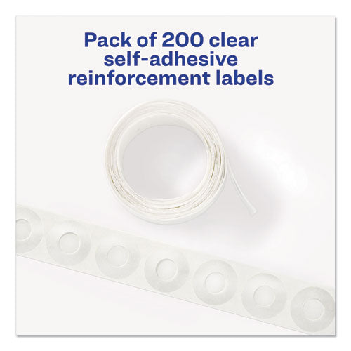 Image of Avery® 05721 Dispenser Pack Hole Reinforcements, 0.25" Dia, Clear, 200/Pack, (5721)