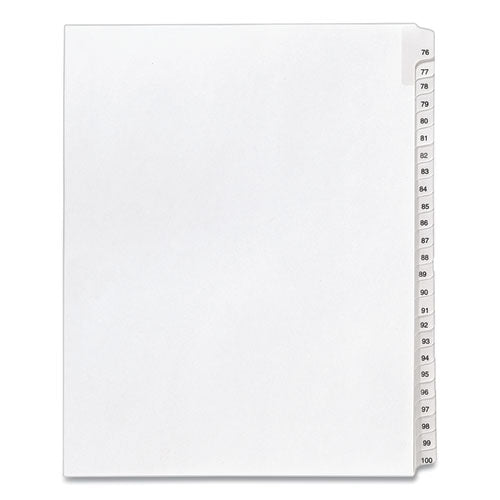 Image of Avery® 01704 Preprinted Legal Exhibit Side Tab Index Dividers, Allstate Style, 25-Tab, 76 To 100, 11 X 8.5, White, 1 Set, (1704)