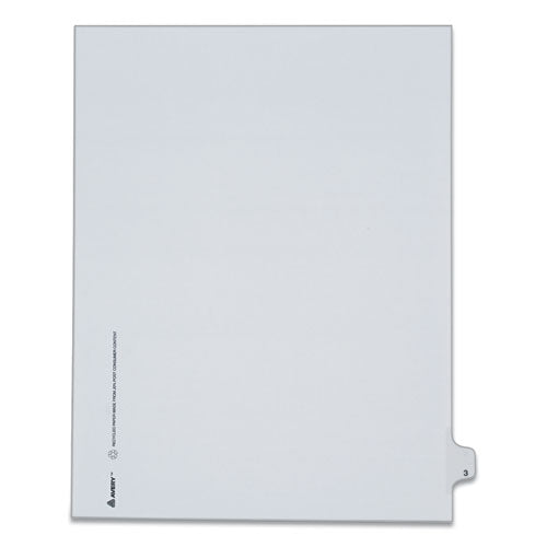 Image of Avery® 82201 Preprinted Legal Exhibit Side Tab Index Dividers, Allstate Style, 10-Tab, 3, 11 X 8.5, White, 25/pack