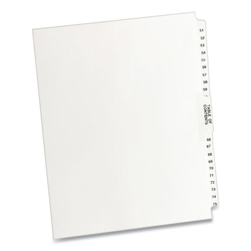 Image of Avery® 11396 Preprinted Legal Exhibit Side Tab Index Dividers, Avery Style, 26-Tab, 51 To 75, 11 X 8.5, White, 1 Set