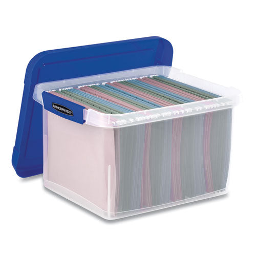Image of Bankers Box® 0086201 Heavy Duty Plastic File Storage, Letter/legal Files, 14" X 17.38" X 10.5", Clear/blue