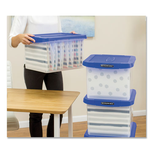 Image of Bankers Box® 0086201 Heavy Duty Plastic File Storage, Letter/legal Files, 14" X 17.38" X 10.5", Clear/blue