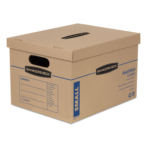 Image of Bankers Box® 7714210 SmoothMove Classic Moving/Storage Boxes, Half Slotted Container (HSC), Small, 12" x 15" x 10", Brown/Blue, 20/Carton