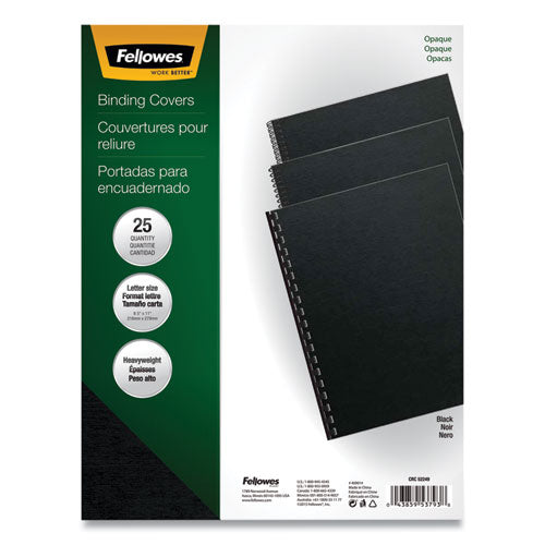 Image of Fellowes® 5224901 Futura Presentation Covers for Binding Systems, Plastic, Square Corners, 11 x 8.5, Matte Black, 25/Pack