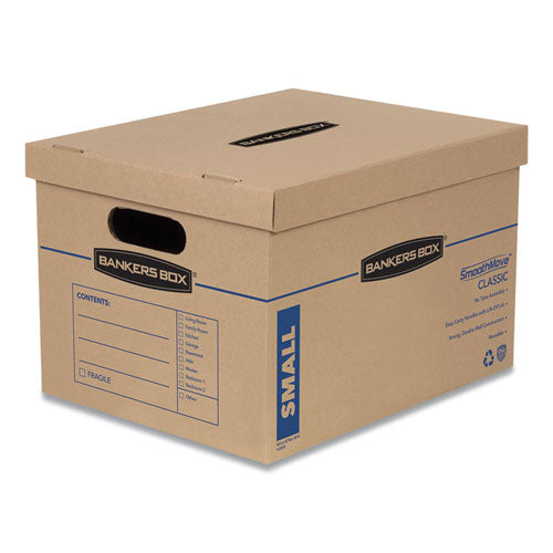 Image of Bankers Box® 7714203 SmoothMove Classic Moving/Storage Boxes, Half Slotted Container (HSC), Small, 12" x 15" x 10", Brown/Blue, 10/Carton