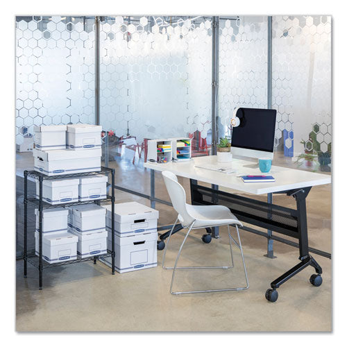 Image of Bankers Box® 4662401 Organizer Storage Boxes, X-Large, 12.75" X 16.5" X 10.5", White/blue, 12/carton