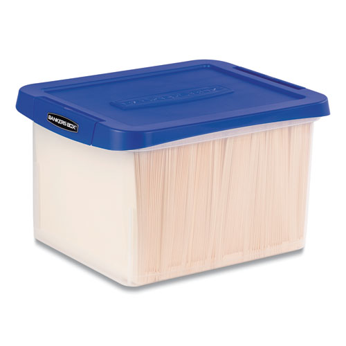 Image of Bankers Box® 0086201 Heavy Duty Plastic File Storage, Letter/legal Files, 14" X 17.38" X 10.5", Clear/blue