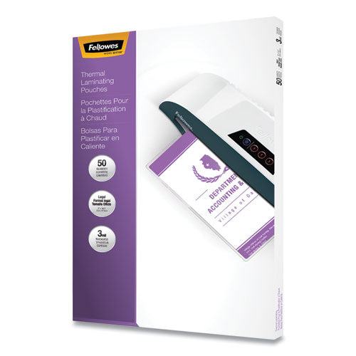 Image of Fellowes® 52226 Laminating Pouches, 3 Mil, 9" X 14.5", Gloss Clear, 50/pack