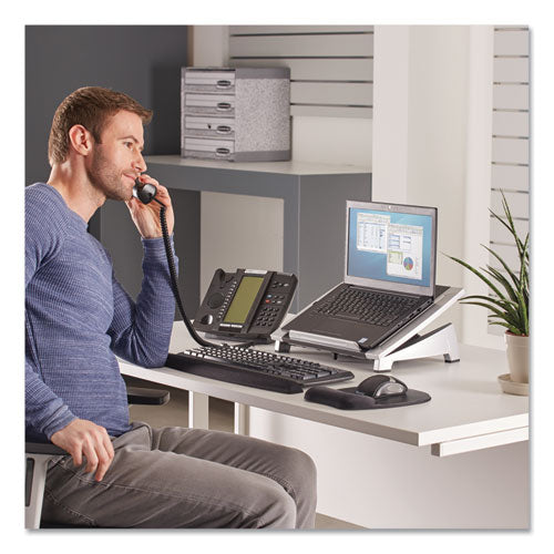 Image of Fellowes® 8032001 Office Suites Laptop Riser, 15.13" X 11.38" X 4.5" To 6.5", Black/silver, Supports 10 Lbs