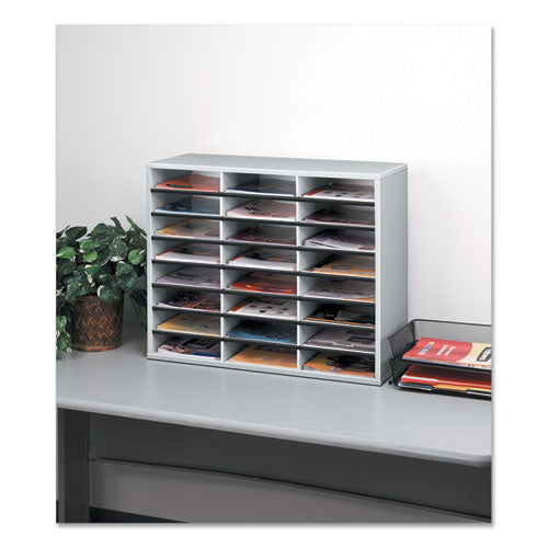 Image of Fellowes® 25041 Literature Organizer, 24 Letter Compartments, 29 x 11.88 x 23.44, Dove Gray