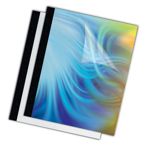 Image of Fellowes® 5222701 Thermal Binding System Presentation Covers, 30-Sheet Capacity, Plastic, Square Corners, 11 x 8.5, Clear/Matte Black, 10/Pack