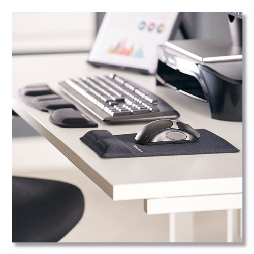 Image of Fellowes® 9181201 Ergonomic Memory Foam Wrist Support with Attached Mouse Pad, 8.25 x 9.87, Black