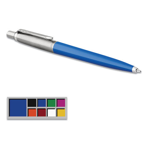 Image of ParkerÂ® Jotter Ballpoint Pen, Retractable, Medium 0.7 mm, Blue Ink, Royal Blue/Chrome Barrel