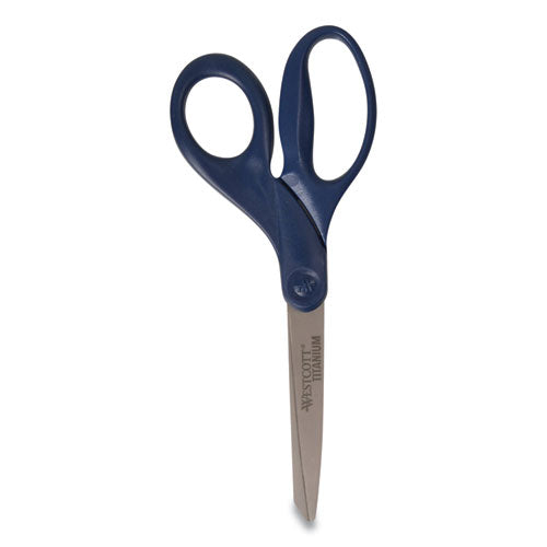 Image of Westcott® 17509 Titanium Bonded Scissors, 8" Long, 3.5" Cut Length, Straight Navy Handle