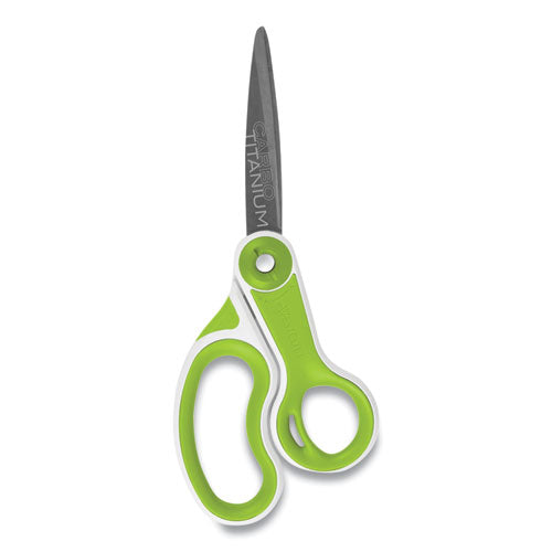 Image of Westcott® 17444 CarboTitanium Bonded Scissors, 8" Long, 3.25" Cut Length, Straight White/Green Handle