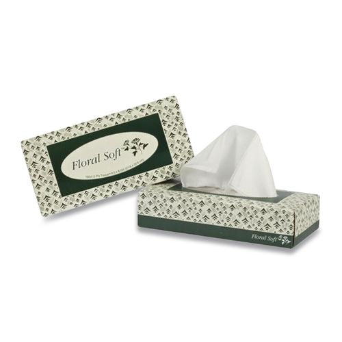 Image of Floral SoftÂ® White Facial Tissue, 2-Ply, 100 Sheets/Box, 30 Boxes/Carton