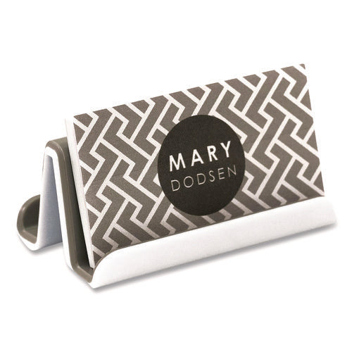 Image of Advantus 37523 Fusion Double-Sided Business Card Holder, Holds 2.25 X 4 Cards, Polypropylene, Gray/white