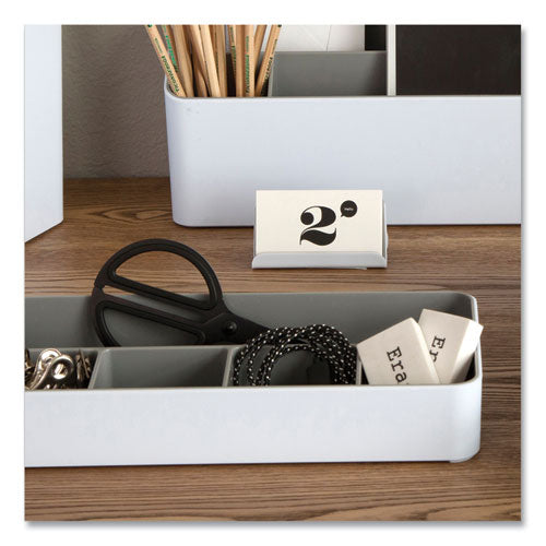 Image of Advantus 37523 Fusion Double-Sided Business Card Holder, Holds 2.25 X 4 Cards, Polypropylene, Gray/white